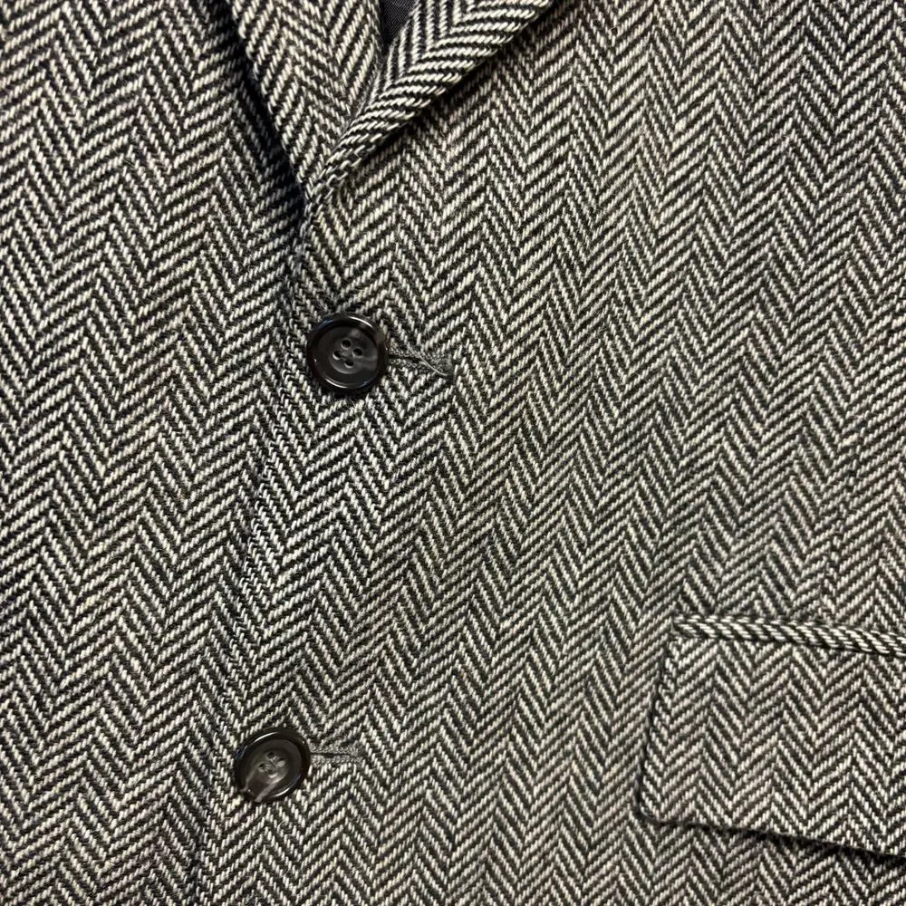 Vintage Christopher Hayes 100% Wool 44R Herringbone Blazer Made in USA Jacket